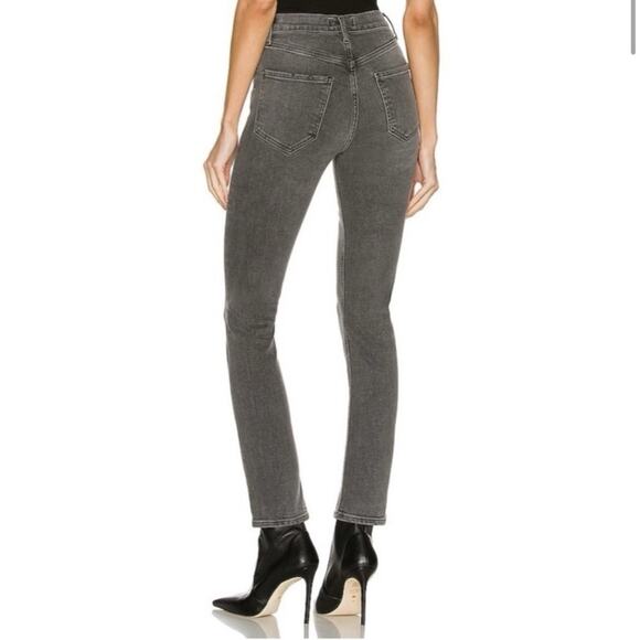 AGOLDE Riley High Rise Straight Crop Jean Sector Faded Black Size 24 Button Fly - Picture 2 of 11